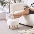 thumbnail image 4 of Round Mushroom Footstool Ottoman – Rabbit Wool Upholstered Small Stool with Solid Wood Legs, Cute Shoe Changing Stool, Step Stool, Sofa Footrest for Living Room & Bedroom White, 4 of 7