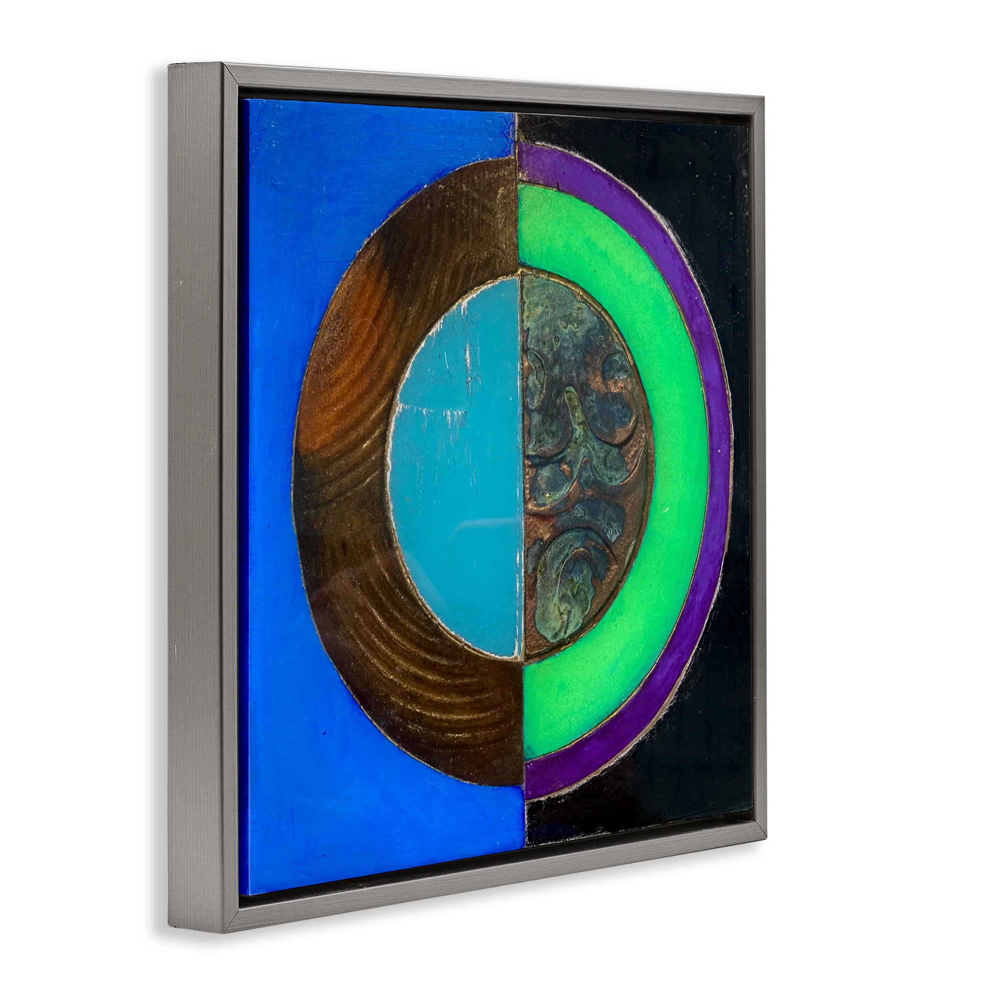 Stupell Industries Nocturnal Circle Symmetry Gray Framed Floater Canvas Wall Art, design by Matthew Finger