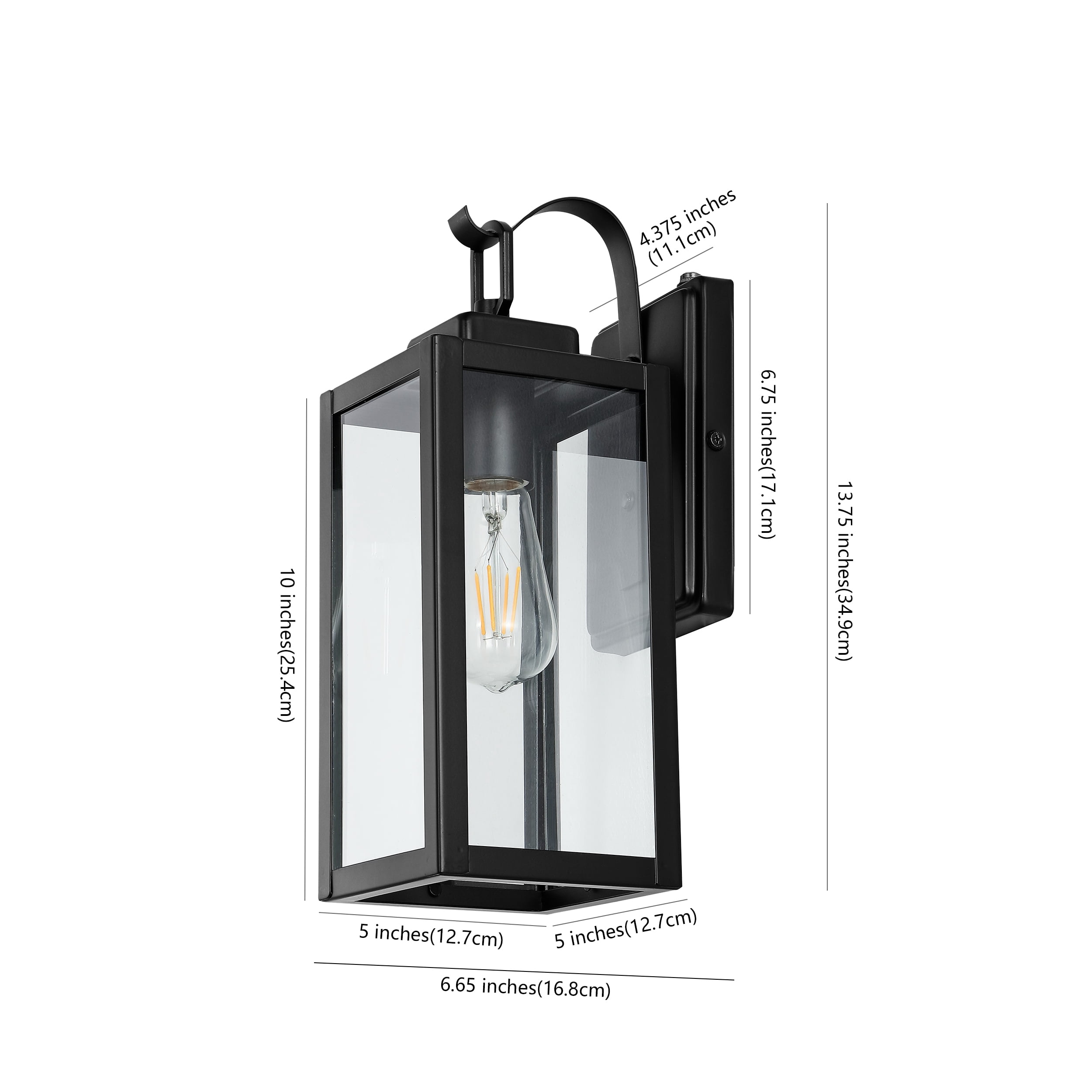 SAFAVIEH Clemens LED Matte Black Metal Wall Sconce with Clear Shade, Set of 2