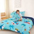 thumbnail image 4 of Manfei Cartoon Surf Shark King Size Comforter Sets, Tropical Beach Comforters King Size, Sky Blue, Blue Reversible, 3 Pieces, 1 Comforter and 2 Pillowcases, 4 of 7