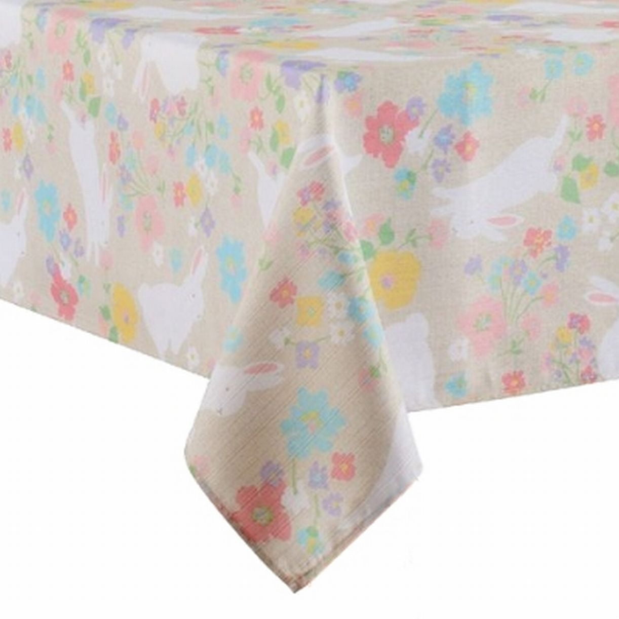 Celebrate Together Beige Floral Easter Bunny Tablecloth Table Cloth