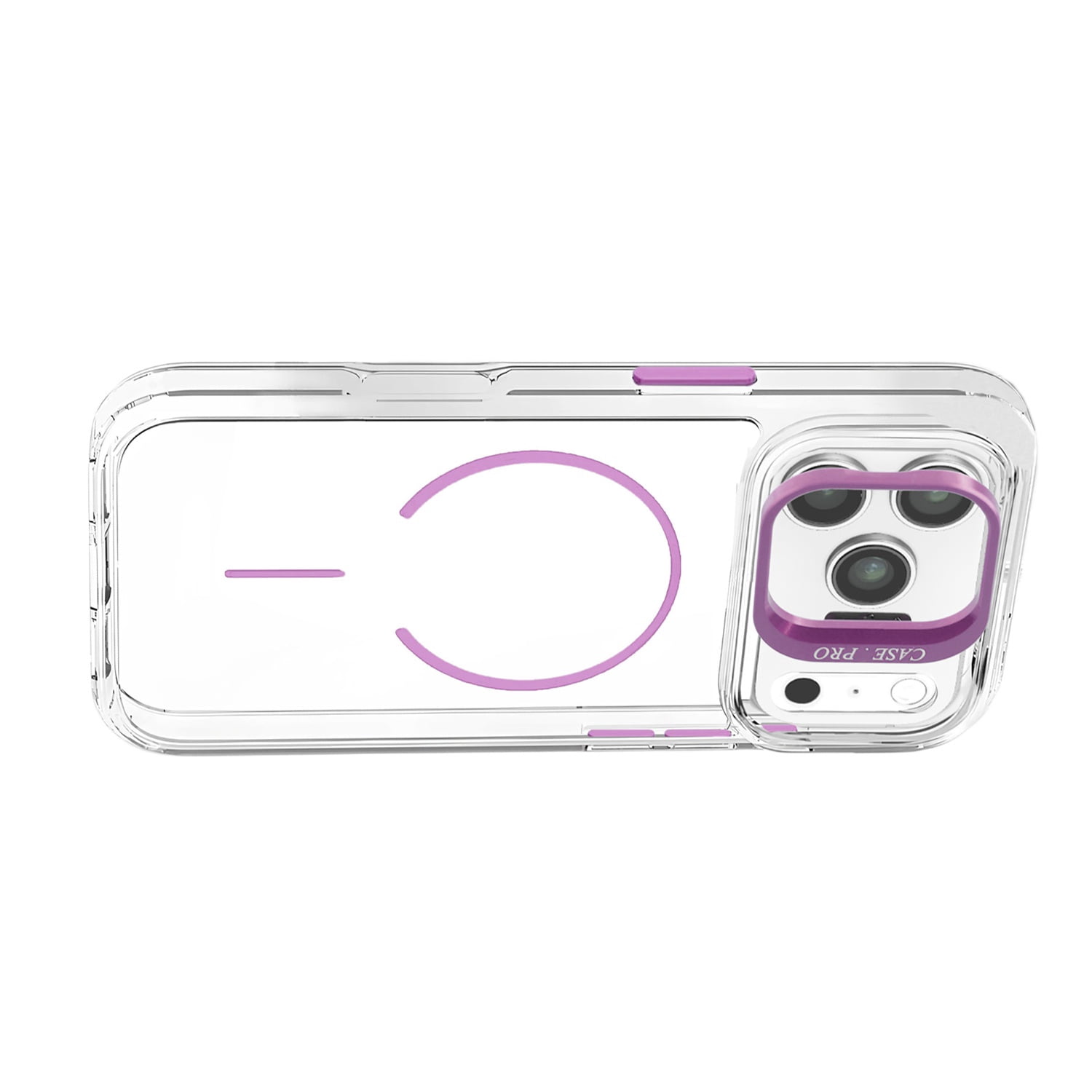 Magnetic Transparent Case with Camera Kickstand for iPhone 17 Pro Max - Purple