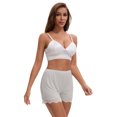 thumbnail image 4 of DARING DIVA Women's Lace Trim Ice Silk Slip Shorts L Gray, 4 of 6