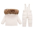 thumbnail image 6 of Toddler Kids Winter 2-Piece Snowsuit Set - Solid Color Thick Down Jacket with Large Collar, Waterproof & Windproof Outdoor Snow Gear, Casual Daily Wear, Warm Ski Outfit | CSEONE, 6 of 8
