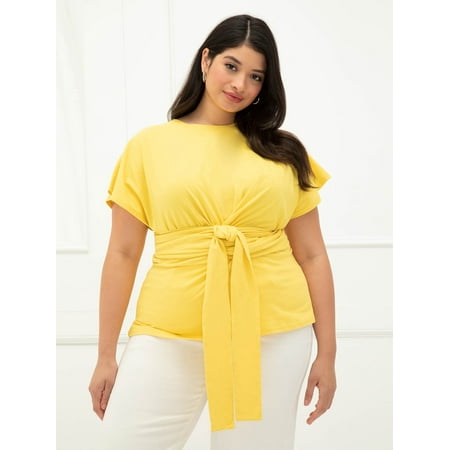 ELOQUII Elements Women's Plus Size Eloquii Elements Tie Waist Tee