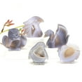 thumbnail image 2 of Svanörn Huvud Fisk Uggla Pingvin Staty Natursten Grå Agat Geod Healing Kristallsnideri Djurfigurer Hantverk Heminredning Nine-tailed Fox 3pcs, 2 of 5