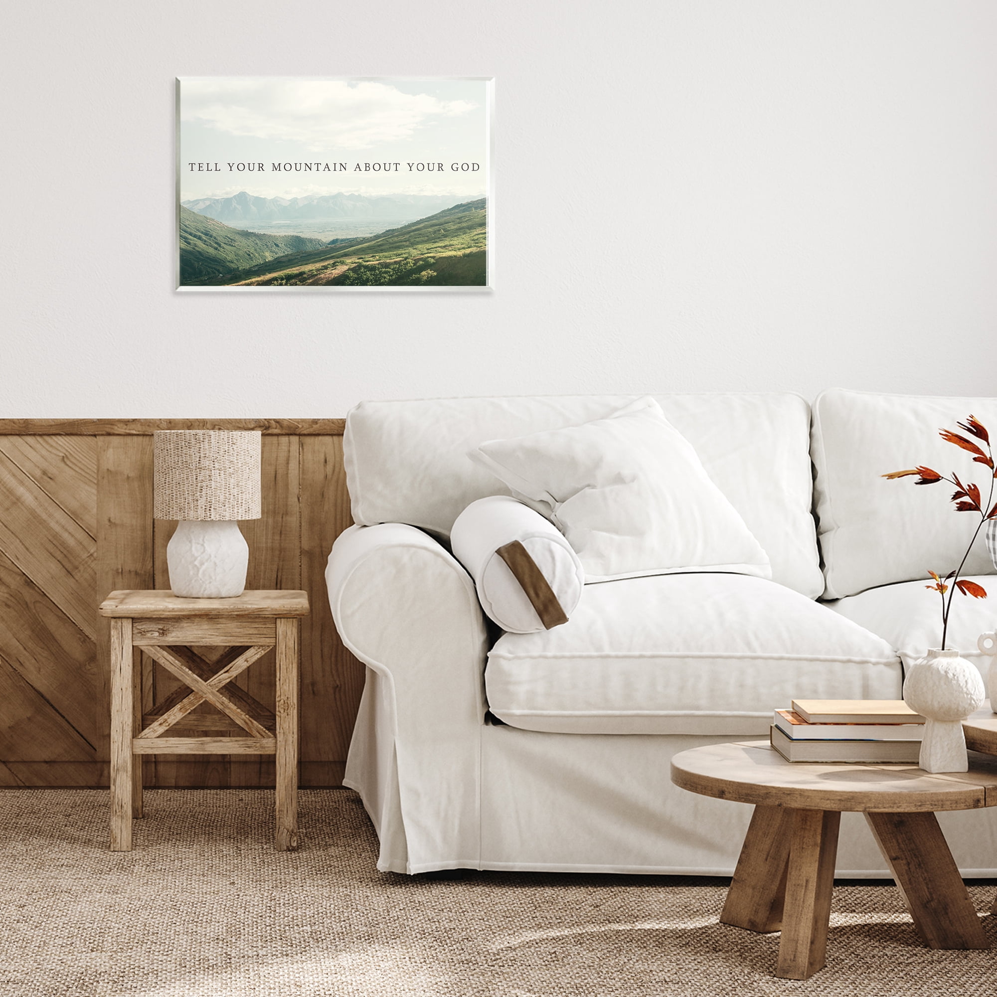 Stupell Industries Tell Your Mountain About God Wall Plaque Art, design by Kali Wilson