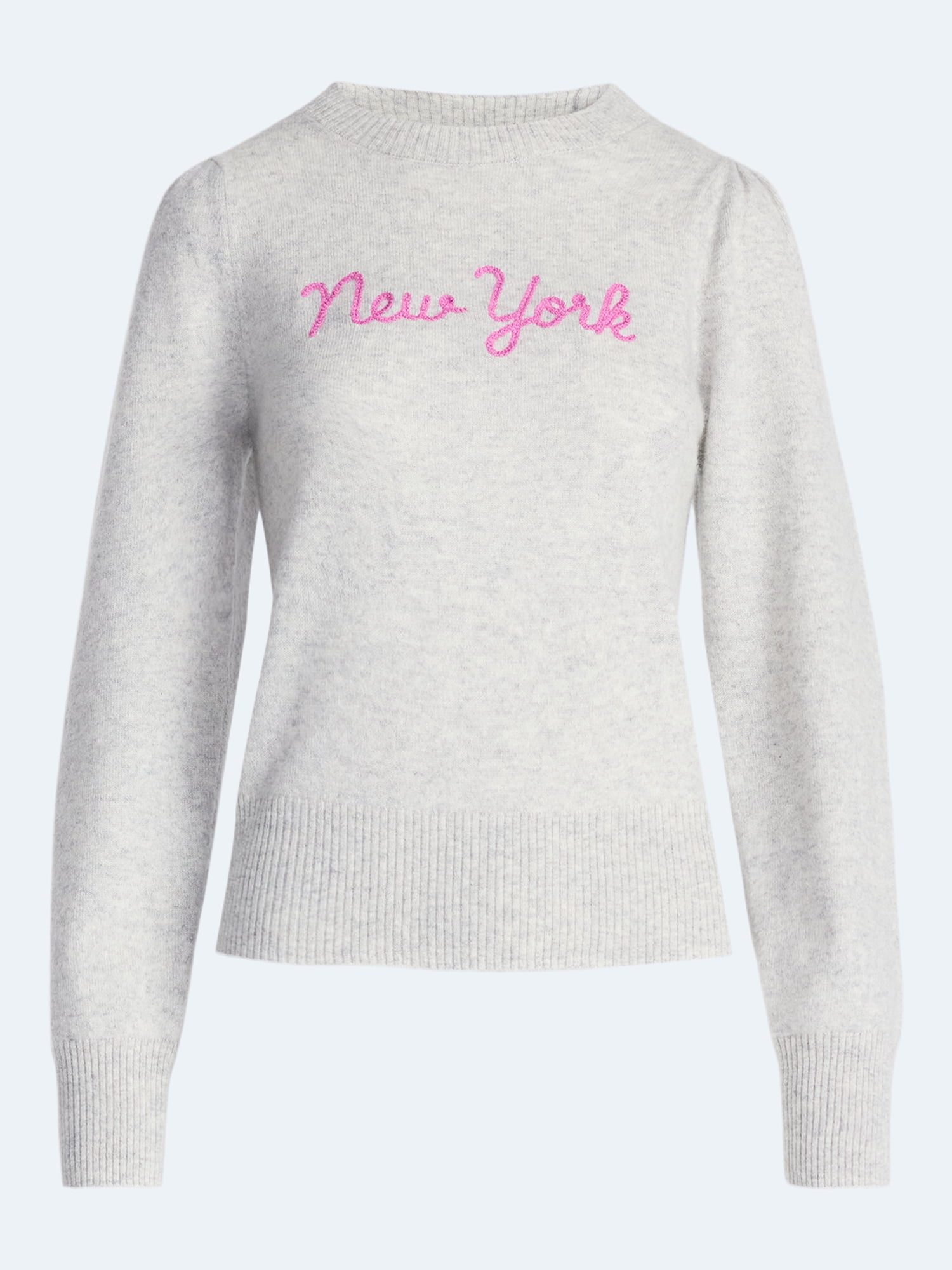 Free Assembly Women's and Women's Plus Embroidered Cashmere Sweater, Midweight, Sizes XS-3X