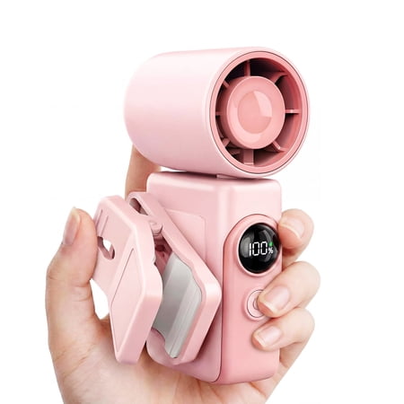 KIMHY Portable Fan Clip On, Mini Handheld Turbo Fan with 4 Speeds, Stroller Fan for Baby, Travel & Beach Essentials, Summer Gifts for Women and Girls