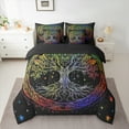 thumbnail image 2 of Manfei Hippie Life Tree Bedding Comforter Set 7-Piece for Kids, Vintage Bohemian Botanical King Bedding Sets, Galaxy Stars Print Reversible Bed Sheets, Breathable Home Decor, 2 of 7