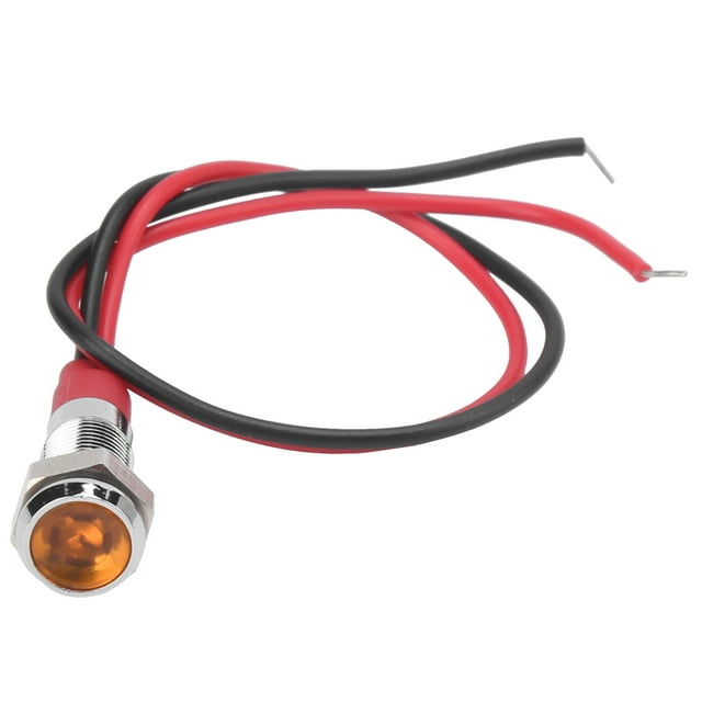 6mm Indicator Light, LED Metal Indicator Stainless Steel With Wire For Warning Indication For Car Truck Ship Speedometer Odometer Tachometer Light Yellow