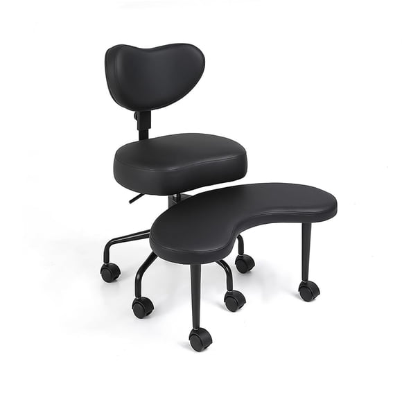 Silla de meditación Pipersong PRO con patas cruzadas y ruedas, color negro