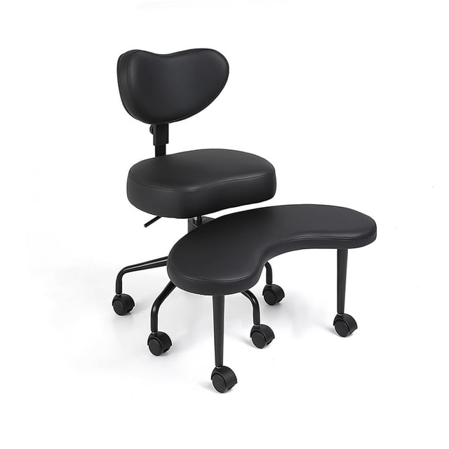 Silla de meditación Pipersong PRO con patas cruzadas y ruedas, color negro