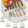 thumbnail image 2 of Knife Set, 6 Pieces Professional Kitchen Knife Set with Universal Knife Block, Super Sharp Knife Set with Ergonomic Handle Non-stick Stainless Steel Knife Block Set (Green), 2 of 6
