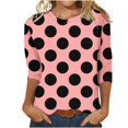 thumbnail image 2 of BVOFAR Women's Polka Dot T-Shirts Casual Crew Neck Tops 3/4 Sleeve Loose Fit Shirts Trendy Comfy Tees 2025, 2 of 5
