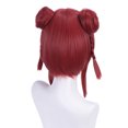 thumbnail image 3 of Peluca corta para cosplay de anime, moño doble rojo con flequillo recto, 3 of 3