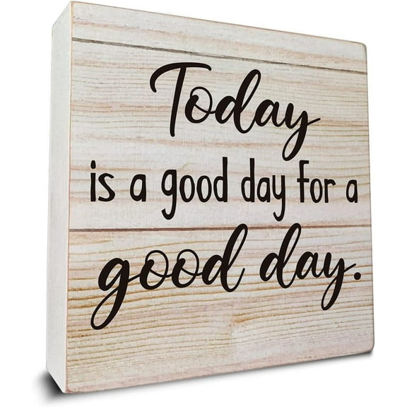 Zomyto 5x5 IN Today is a Good Day for a Good Day Wooden Box Sign Desk Decor, Inspirational Quote