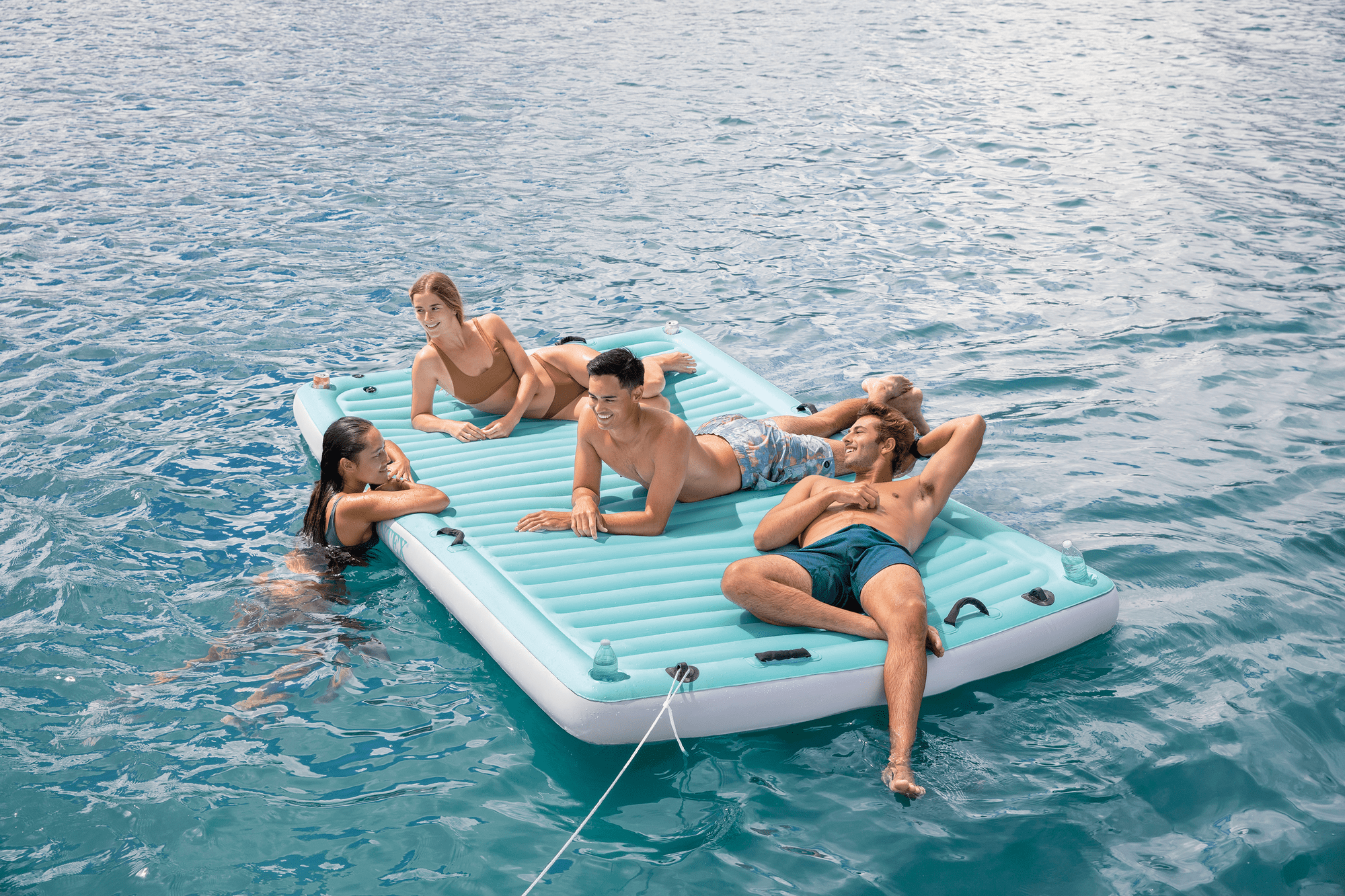 Intex Floating Water Lounge 10ft 2in x 6ft x 7in Teal & White Pool Float with Cup Holders