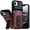 Black +Red, variant on For iPhone 17E / 16E / SE4 Card Holder (2X) with Wrist Strap Hybrid With KickStand - Beige+Light Pink