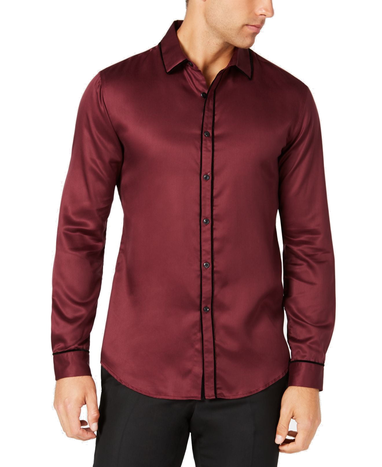 INC Casual Shirts - Maroon Mens Medium Party Solid Button Down Shirt M ...