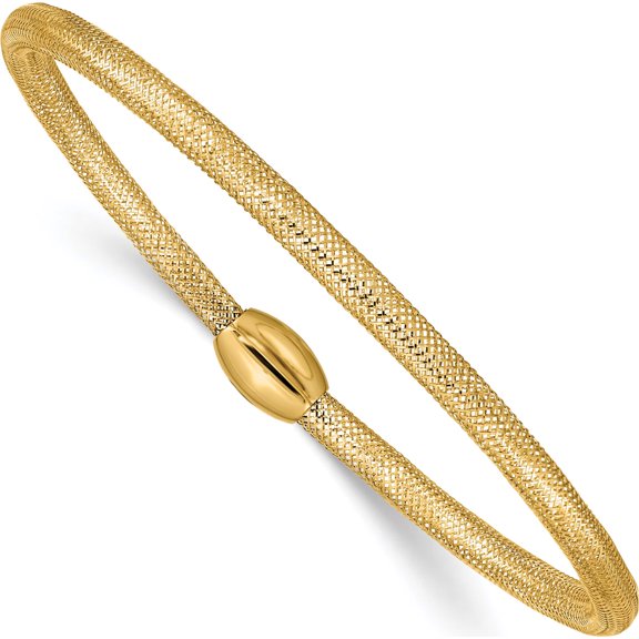 14K Yellow Gold Stretch Mesh Bracelet (7.25 X 3) Made In Italy sf2746