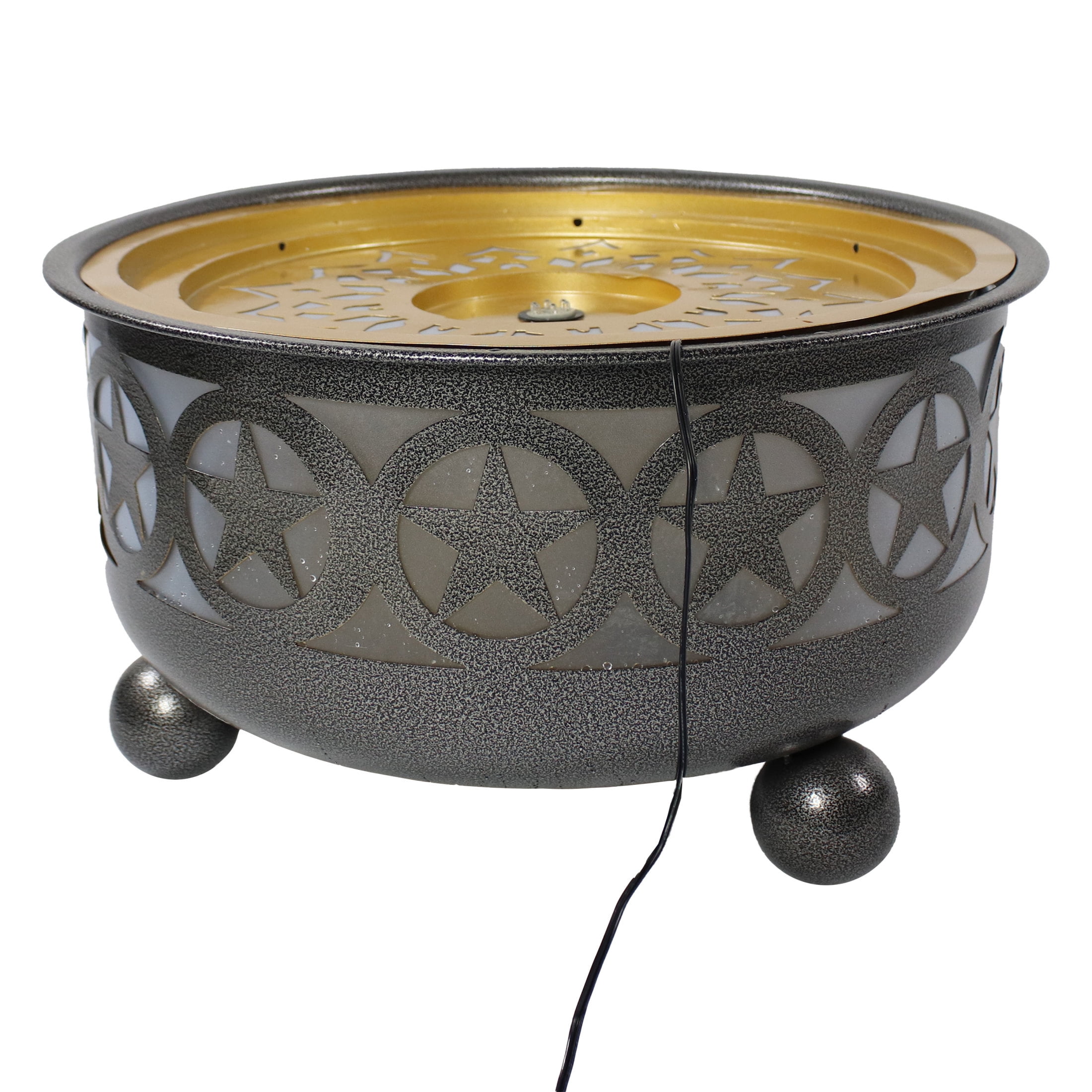 Sunnydaze All Star Bowl Galvanized Iron Outdoor Water Fountain with Light