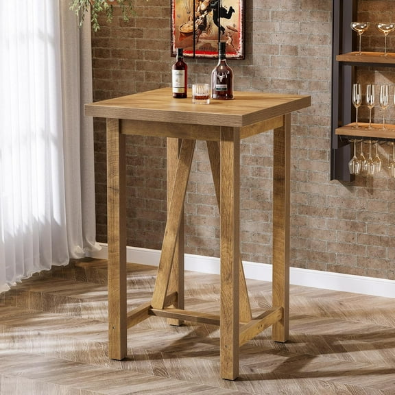 Tribesigns 39.4" Bar Table, 39.4" Wood Counter Height Pub Table for Cocktail Coffee Bistro, Brown