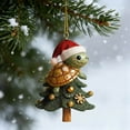 thumbnail image 4 of Hometravel Santa Hat Turtle Ornament, Cute Christmas Acrylic Hanging Decor with Glitter, Festive Animal Theme Tree Decoration, Seasonal Holiday Display, 4 of 6
