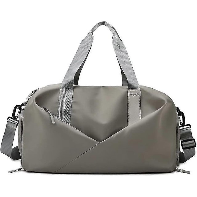 CHAO Bolsa de gimnasio para mujer, pequeña bolsa de viaje con compartimento para zapatos, bolsa de lona para deporte, fin de semana, yoga, natación, color negro y gris