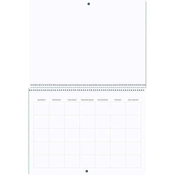 Reskid Blank Scrapbook Wall Calendar - 2-Pack - 80lb Cardstock - Undated, 12" x 9" Closed, 18" Open Size, Large Bookstore-Quality, Spiral-Bound Hanging Monthly Calendar for Kitchen & Office