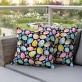 thumbnail image 2 of Outdoor Waterproof Pillow Covers Easter Egg Flower Leaf on Black Decorative Throw Pillow Protectors,Pillowcase Cushion Cases for Patio Sofa Garden Couch,16x16in,Pack of 2, 2 of 14