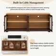 thumbnail image 5 of PAPROOS TV Stand with Semi-Arched Glass Doors for TVs Up to 70", Elegant Two-Tone Media Console with Adjustable Shelves, Wood Grain Sideboard with Cable Management for Living Room, Walnut+Natural, 5 of 8