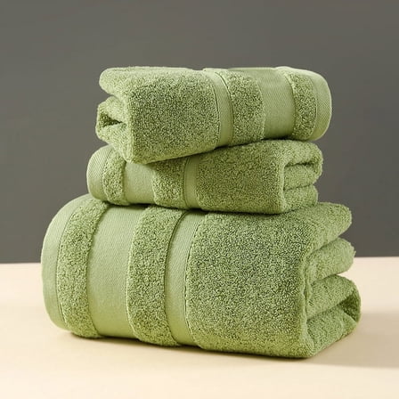 XmhyTop-A Cotton Towel 3-Pack Towels Sets Soft Absorbent Bathroom Towel Set,Green