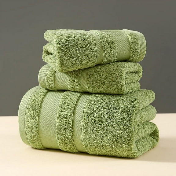 XmhyTop-A Cotton Towel 3-Pack Towels Sets Soft Absorbent Bathroom Towel Set,Green
