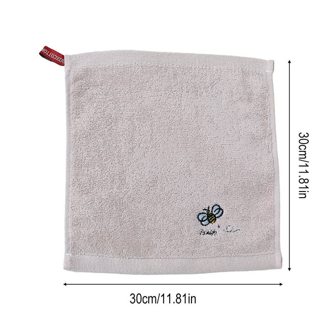 Cotton Embroidered Hand Towel 12x12in Absorbent Face Wash Cloth for Gym Pool Quick Dry Soft Skin Friendly Gray