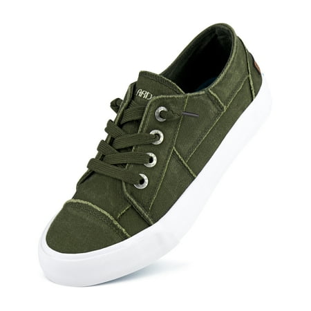 7JENN ARDOR Women Canvas Sneakers Slip on Walking Flats Women Shoes Olive size 7