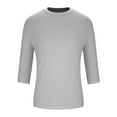 thumbnail image 4 of RYRJJ Raglan 3/4 Sleeve Shirt for Men Solid Color Gradient Prints Crewneck Tee Tops Beach Casual Plus Size Loose Basic Active T Shirts, 4 of 6