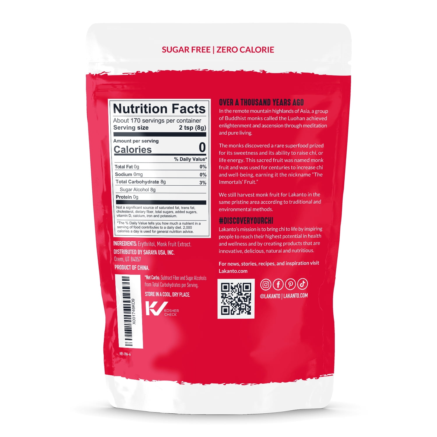 Lakanto Classic Monk Fruit Sweetener - White Sugar Substitute, Zero Calorie, Keto Diet Friendly, Zero Net Carbs, Zero Glycemic, Baking, Extract, Sugar Replacement (Classic White - 3 lbs)