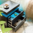 thumbnail image 5 of Nightstand LED Bedside Table with 2 Drawers Black, 5 of 5