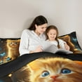 thumbnail image 4 of Feelyou Kawaii Kitten Animal Bedding Comforter Set 7-Piece for Kids, Dreamy Blue Butterfly King Bedding Sets, Cute Cat Reversible Bed Sheets, Microfiber Bedroom Decor, 4 of 7