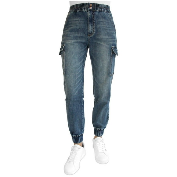 MADDEN GIRL Jeans Cargo Jogger Fit pour Femmes, Bleu, TG