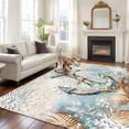 thumbnail image 2 of 8'x10' Area Rugs, Blue Anchor Coastal Indoor Outdoor Area Rug for Living Room Bedroom, Nautical Summer Beach Starfish Snowflake Washable Bathroom Rugs Kitchen Floor Carpet Mats Home Decor Aesthetic, 2 of 8
