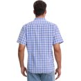 thumbnail image 3 of DARING DIVA Men's Plaid Short Sleeved Button Down Business Checked Shirt M Navy White, 3 of 6