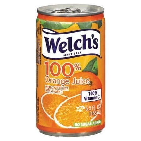 Welch's 100% Orange Juice Cans Ready-to-Drink - Orange Flavor - 5.50 fl oz (163 mL) - 48 / Carton
