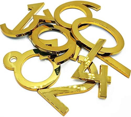 10 Pack Mailbox Numbers 0-9, 2.76 Inch High, Door Address Numbers Stickers for Apartment, House, Room, Office, Cars, Trucks, Gold Plating Process Number Sign