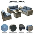 thumbnail image 6 of Vcatnet 7 Pieces Patio Furniture Outdoor Wicker Conversation Set with Fire Pit Table and Coffee Table,Denim Blue, 6 of 8