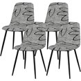 thumbnail image 1 of Juego de 4 fundas para sillas de comedor modernas con diseño floral en gris, lavables para la cocina y la decoración del hogar, 1 of 5
