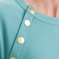 thumbnail image 3 of Sudadera con capucha de manga larga para mujer, cuello redondo, color puro, top para mujer con botones de metal para vacaciones, viajes, compras, escuela, oficina, azul M, 3 of 6
