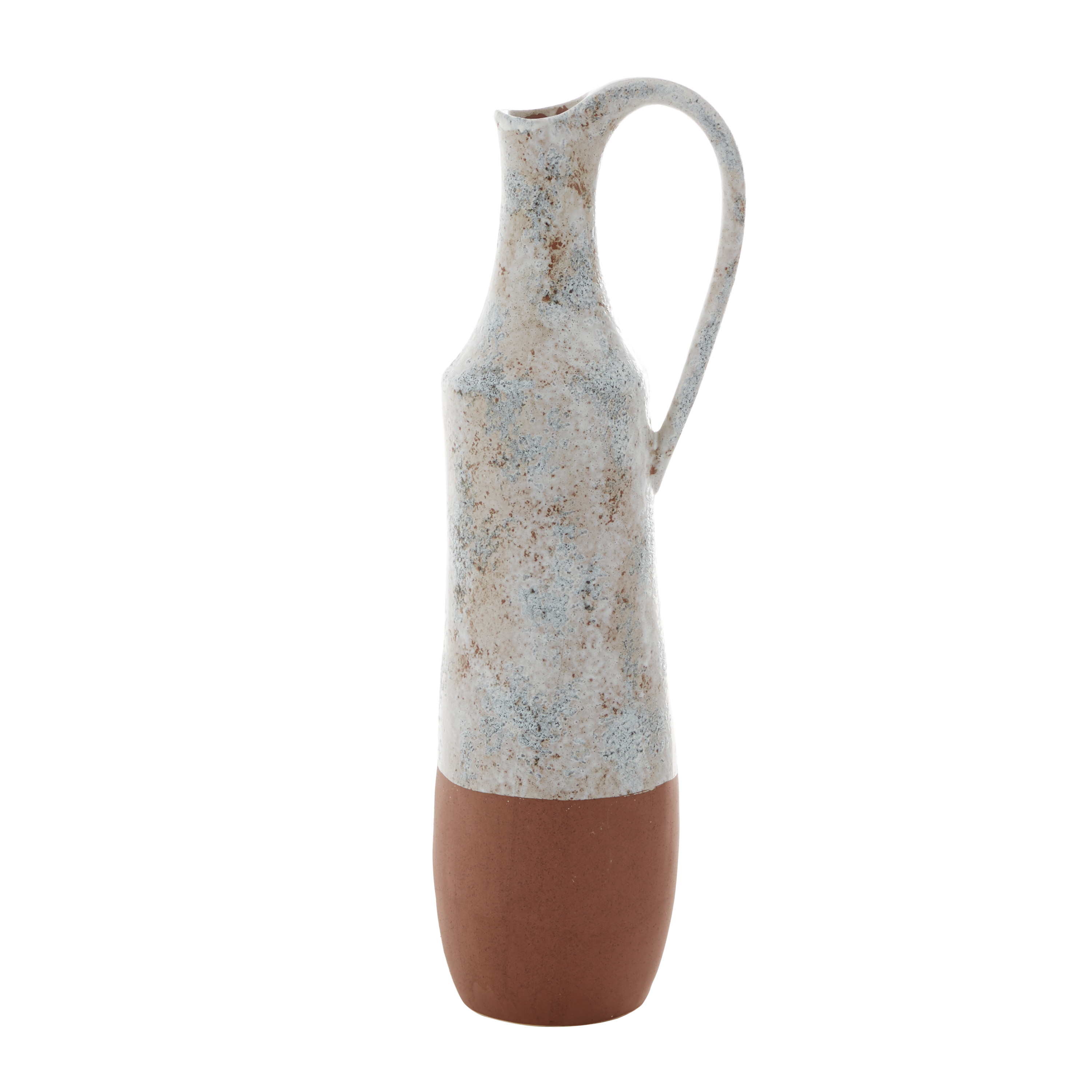 DecMode 23" Handmade White Ceramic Vase with Terracotta Accents