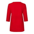 thumbnail image 5 of Feancey Womens 3/4 Length Sleeve Tops Casual Business Summer Tees Quarter Zip Up Collarless T-Shirt Dressy Trendy Going Out Blouse Red XL, 5 of 6